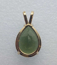 Load image into Gallery viewer, Moldavite Pendant 14K Gold 5.57ct Gem Pear Shape w/Czech GEMOLOGIST Certificate
