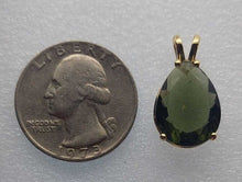 Load image into Gallery viewer, Moldavite Pendant 14K Gold 5.57ct Gem Pear Shape w/Czech GEMOLOGIST Certificate
