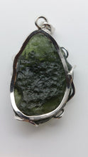 Load image into Gallery viewer, Moldavite Pendant 925 Silver 53.5ct Prong Set w/Certificate of Authenticity
