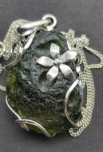 Load image into Gallery viewer, Moldavite Pendant 925 Silver 53.5ct Prong Set w/Certificate of Authenticity
