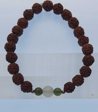 Load image into Gallery viewer, Moldavite, LDG, Rudraksha Bracelet 8mm 1xLDG Bead + 2x5mm Moldavite Beads w/COA
