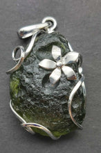 Load image into Gallery viewer, Moldavite Pendant 925 Silver 53.5ct Prong Set w/Certificate of Authenticity
