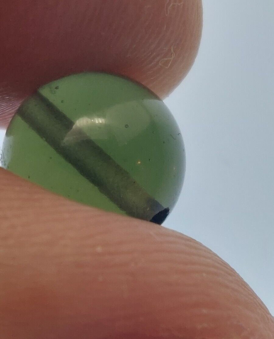 Moldavite bead 9mm .93gr/4.65ct jewelry grade with coa authentic rare item