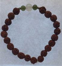 Load image into Gallery viewer, Moldavite, LDG, Rudraksha Bracelet 8mm 1xLDG Bead + 2x5mm Moldavite Beads w/COA
