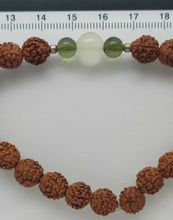 Load image into Gallery viewer, Moldavite, LDG, Rudraksha Bracelet 8mm 1xLDG Bead + 2x5mm Moldavite Beads w/COA
