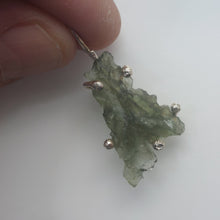 Load image into Gallery viewer, New England Hand Crafted Besednice Moldavite Pendant - 3.07gr/15.35ct - Sterling Silver Prong Set -
