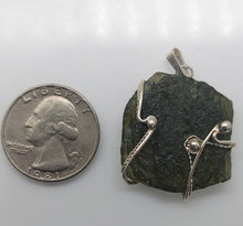 Load image into Gallery viewer, Moldavite pendant 925 silver 36.5ct prong set w/certificate of authenticity
