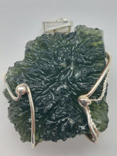 Load image into Gallery viewer, Moldavite pendant 925 silver 50ct prong set w/certificate of authenticity
