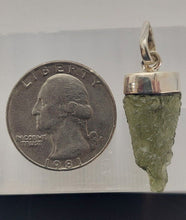 Load image into Gallery viewer, Moldavite pendant 12.5ct 925 silver cap bail  with certificate of authenticity
