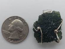 Load image into Gallery viewer, Moldavite pendant 925 silver 50ct prong set w/certificate of authenticity
