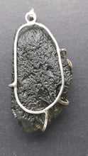 Load image into Gallery viewer, Moldavite pendant 925 silver 61.5ct fancy prong set certificate of authenticity
