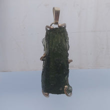 Load image into Gallery viewer, Moldavite pendant 925 silver 30.10ct prong set w/certificate of authenticity
