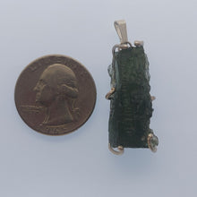 Load image into Gallery viewer, Moldavite pendant 925 silver 30.10ct prong set w/certificate of authenticity
