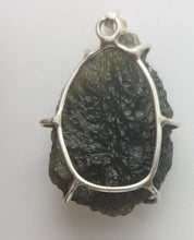 Load image into Gallery viewer, Moldavite pendant 925 silver 25.25ct prong set w/certificate of authenticity
