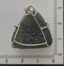 Load image into Gallery viewer, Moldavite pendant 925 silver 36.25ct prong set w/certificate of authenticity
