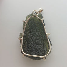 Load image into Gallery viewer, Moldavite pendant 925 silver 22.25ct prong set w/certificate of authenticity
