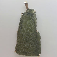 Load image into Gallery viewer, Moldavite pendant 925 silver 24.80ct prong set w/certificate of authenticity
