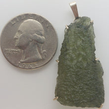 Load image into Gallery viewer, Moldavite pendant 925 silver 24.80ct prong set w/certificate of authenticity
