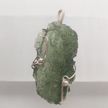 Load image into Gallery viewer, Moldavite pendant 925 silver 41.10ct prong set w/certificate of authenticity
