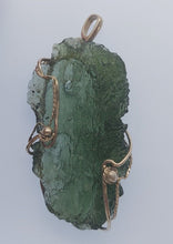 Load image into Gallery viewer, Moldavite pendant 925 silver 41.10ct prong set w/certificate of authenticity
