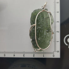 Load image into Gallery viewer, Moldavite pendant 925 silver 41.10ct prong set w/certificate of authenticity
