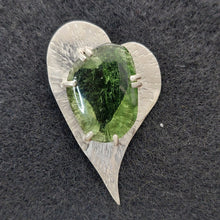 Load image into Gallery viewer, Artisan  Crafted Moldavite Cabachon Pendant  Unique Heart Shape Sterling Setting
