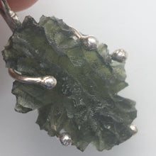 Load image into Gallery viewer, New England Hand Crafted Besednice Moldavite Pendant - 4.41gr/22.05ct - Sterling Silver Prong Set -
