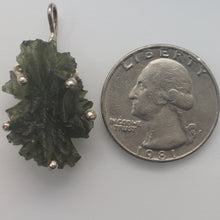 Load image into Gallery viewer, New England Hand Crafted Besednice Moldavite Pendant - 4.41gr/22.05ct - Sterling Silver Prong Set -
