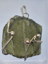 Load image into Gallery viewer, Moldavite pendant 925 silver 36.5ct prong set w/certificate of authenticity
