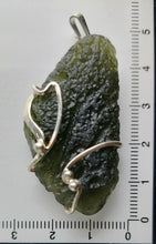 Load image into Gallery viewer, Moldavite pendant 925 silver 61.5ct fancy prong set certificate of authenticity
