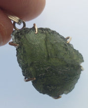 Load image into Gallery viewer, Moldavite pendant 925 silver 25.25ct prong set w/certificate of authenticity
