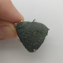 Load image into Gallery viewer, Moldavite pendant 925 silver 36.25ct prong set w/certificate of authenticity
