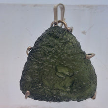 Load image into Gallery viewer, Moldavite pendant 925 silver 36.25ct prong set w/certificate of authenticity
