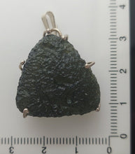 Load image into Gallery viewer, Moldavite pendant 925 silver 36.25ct prong set w/certificate of authenticity
