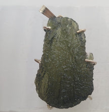 Load image into Gallery viewer, Moldavite pendant 925 silver 22.25ct prong set w/certificate of authenticity
