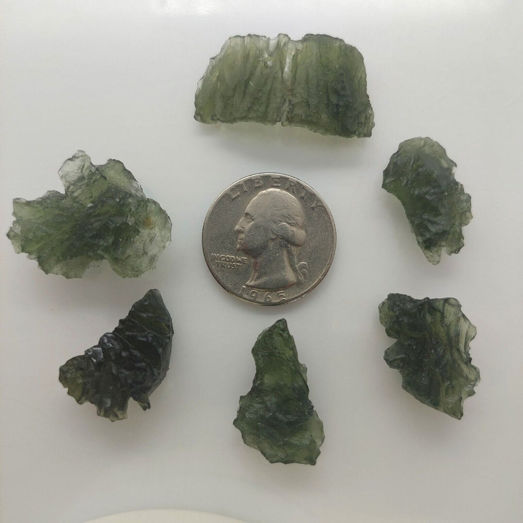 Moldavite 6 pcs Besednice regular grade 19.16grams certificate of authenticity