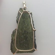 Load image into Gallery viewer, Moldavite pendant 925 silver 24.80ct prong set w/certificate of authenticity
