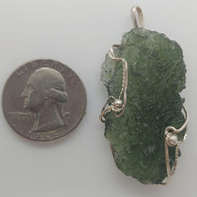 Load image into Gallery viewer, Moldavite pendant 925 silver 41.10ct prong set w/certificate of authenticity
