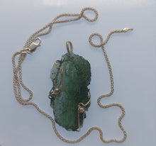 Load image into Gallery viewer, Moldavite pendant 925 silver 41.10ct prong set w/certificate of authenticity
