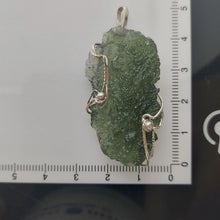 Load image into Gallery viewer, Moldavite pendant 925 silver 41.10ct prong set w/certificate of authenticity
