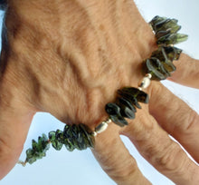 Load image into Gallery viewer, Tumbled Moldavite Bracelet 19cm 7.5inch 24.11g .925 Silver with Certificate of Authenticity
