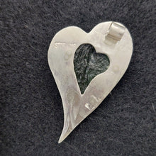 Load image into Gallery viewer, Artisan  Crafted Moldavite Cabachon Pendant  Unique Heart Shape Sterling Setting
