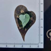 Load image into Gallery viewer, Artisan  Crafted Moldavite Cabachon Pendant  Unique Heart Shape Sterling Setting
