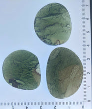 Load image into Gallery viewer, Moldavite Cabachon Lot polished/raw sides 3 pcs, 25.67garms total certificate of authenticity
