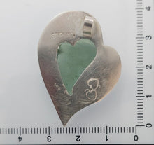 Load image into Gallery viewer, Artisan  Crafted Moldavite Cabachon Pendant  Unique Heart Shape Sterling Setting
