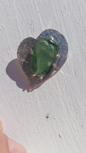 Load image into Gallery viewer, Artisan  Crafted Moldavite Cabachon Pendant  Unique Heart Shape Sterling Setting
