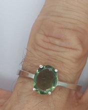 Load image into Gallery viewer, Moldavite Ring 6x9 Oval in .925 Silver Setting High Quality Cut Gemstone
