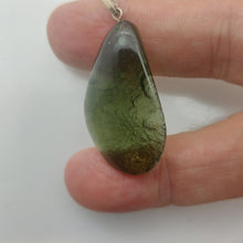 Load image into Gallery viewer, Moldavite Cabochon Pendant - 6.13Grams/30.65Ct - Drilled w/Polished-Raw sides
