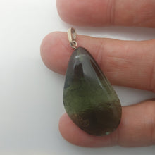 Load image into Gallery viewer, Moldavite Cabochon Pendant - 6.13Grams/30.65Ct - Drilled w/Polished-Raw sides
