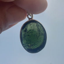 Load image into Gallery viewer, Moldavite Cabochon Pendant Bezel Set -- 7.9grams/39.5Ct - Polished-Raw sides    Certificate of Authenticity
